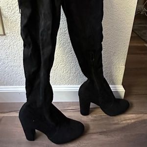 Black Suede Over the Knee Boots